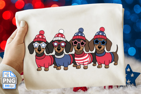 4th of July Dachshund PNG, Dog PNG