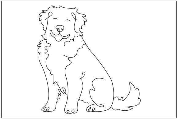 Bernese Dog Sitting Line Art