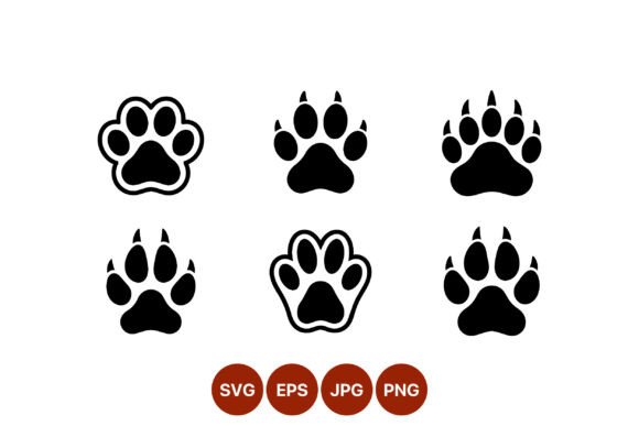 Black and White Bear Dog Paw Prints