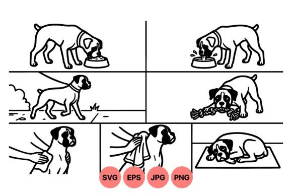 Boxer Dog Life Clipart Pack