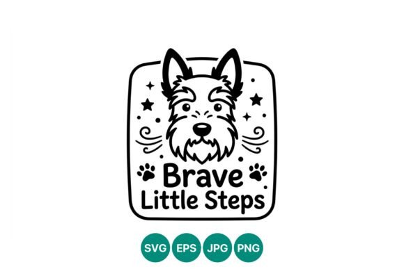Brave Little Steps Dog Face Vector
