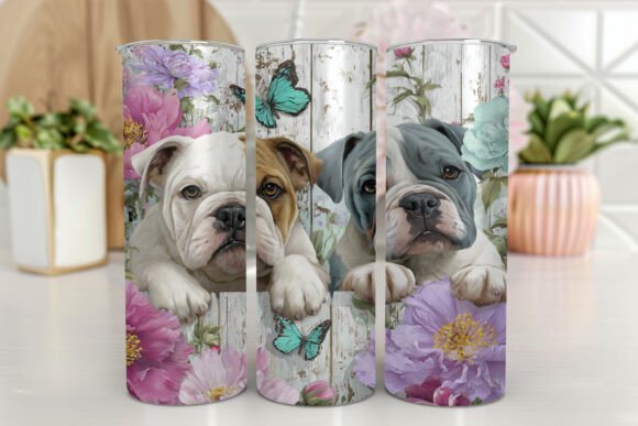 Bulldog Dog in Flower Field Skinny