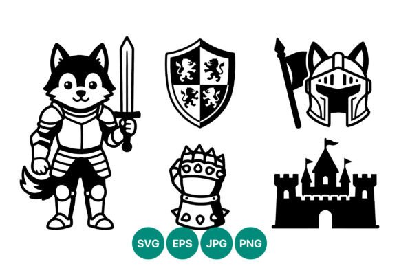 Cartoon Dog Knight Embroidery Design