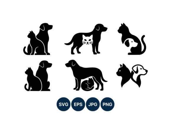 Cat and Dog Pet Silhouette Icons
