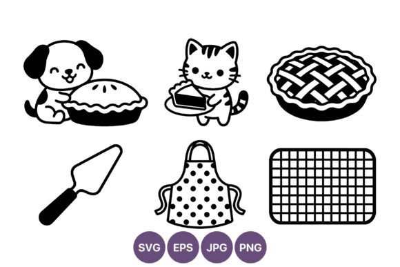 Cat Dog Pie Baking Icons