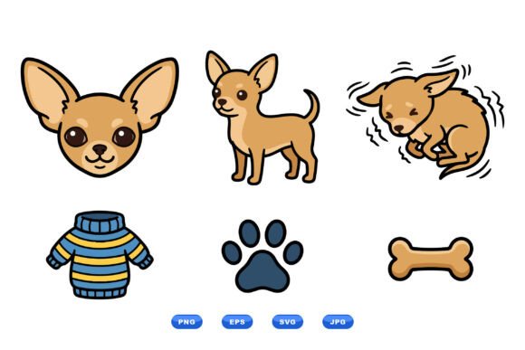 Chihuahua Cute Dog Clipart Set