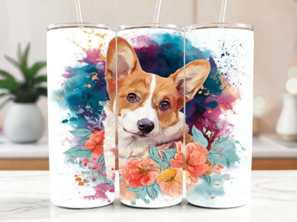 Corgi Dog Tumbler Sublimation Design
