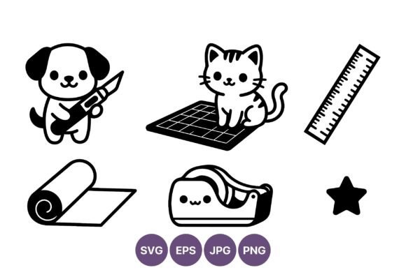 Cute Cartoon Dog and Cat Craft Supplies