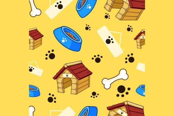 Cute Dog Accessories Seamless Pattern