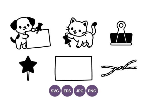 Cute Dog Cat Push Pins Clip Art