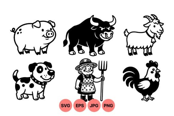Cute Farm Animal Clipart SVG