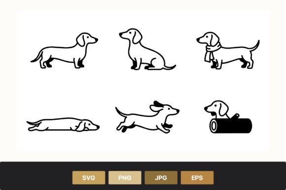 Dachshund Dog Icons Various Poses