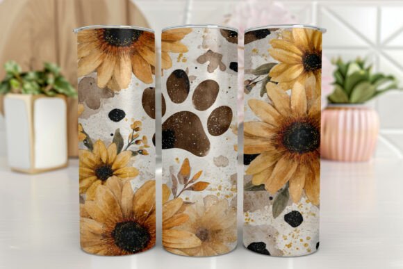Dog Skinny Tumbler Western Sunflowers