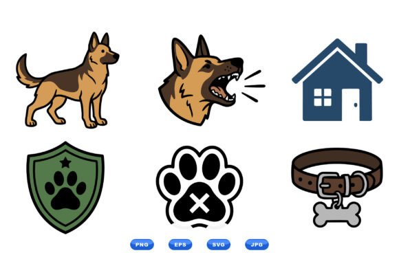 German Shepherd Dog Icon Set