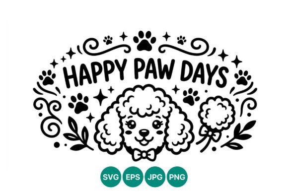 Happy Paw Days Dog Face Vector