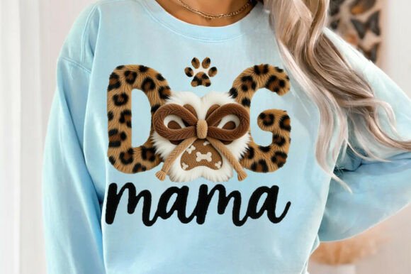 Leopard Dog Mama Paw, Faux Yarn Bow PNG