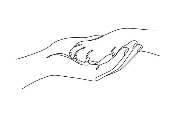 Mother Dog Hands Line Art