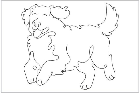 Playful Bernese Dog Line Art