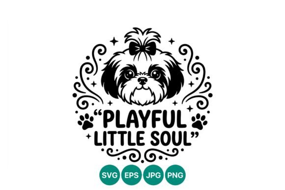 Playful Little Soul Shih Tzu Dog Vector