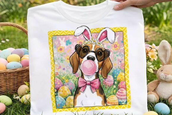Preppy Easter Beagle Sublimation Dog Png