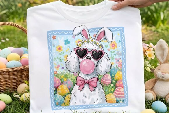 Preppy Easter Poodle Sublimation Dog Png