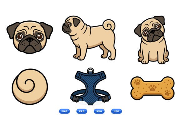 Pug Dog Clipart Collection
