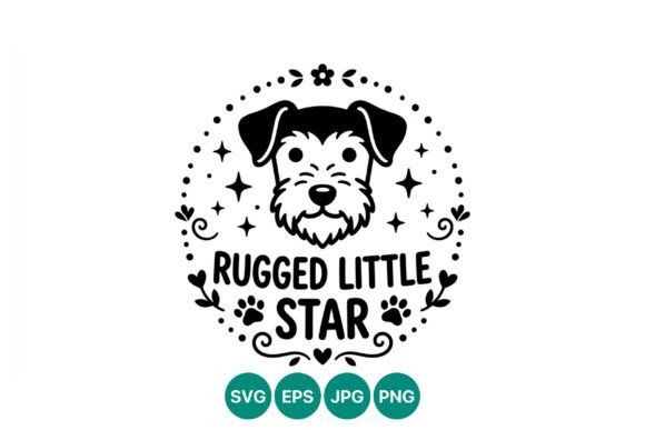 Rugged Little Star Dog Face Vector