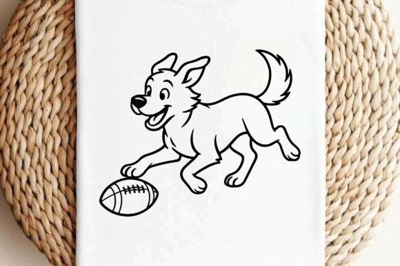 Running Dog with Football Clipart Vector