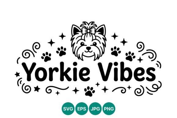 Yorkie Vibes Cute Dog Lettering